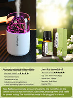 Tuzwa Volcano Aroma Diffuser & Ultrasonic Humidifier with Color Changing Light – USB Compact Essential Oil Diffuser for Home & Travel