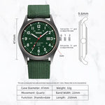 Tuzwa Men's Luminous Military Watch – Quartz Movement, Easy-Read Arabic Numerals, Nylon Strap, Slim 8mm Round Case