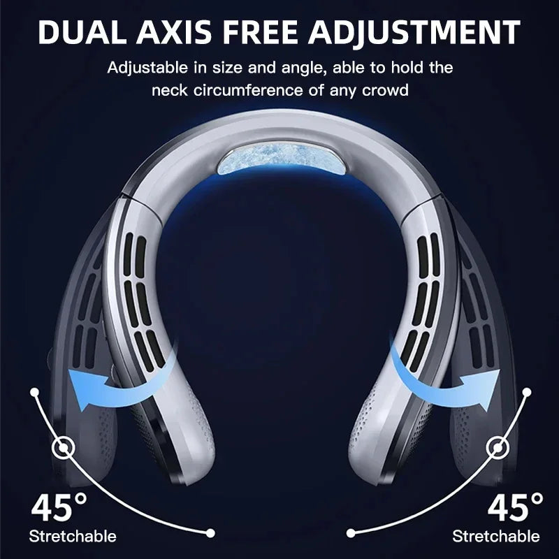 Tuzwa Rechargeable Bladeless Neck Fan | 8000mAh Portable Personal Cooling Fan with USB Charging & Hands-Free Wearable Design