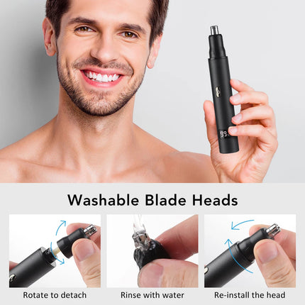 Tuzwa 3-in-1 Nose Hair Trimmer – Rechargeable Waterproof Grooming Trimmer for Men & Women, Compact ABS Design