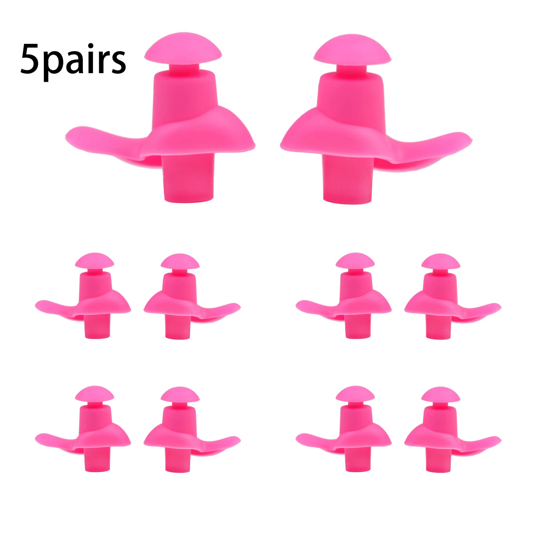 Tuzwa Swimming Earplugs 5 Pairs – Reusable Silicone Ear Plugs for Swimming with Ergonomic Spiral Design, Comfortable Water Sports Earplugs