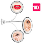 Tuzwa 10X Magnifying Makeup Mirror with Light & Flexible Arm – Aluminum Lighted Vanity Mirror for Makeup & Detailed Grooming
