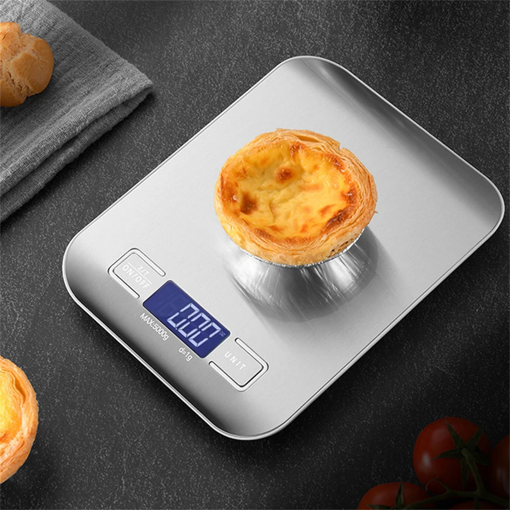 Tuzwa Digital Kitchen Scale with Stainless Steel Surface | Precision Food Scale for Cooking, Baking & Meal Prep