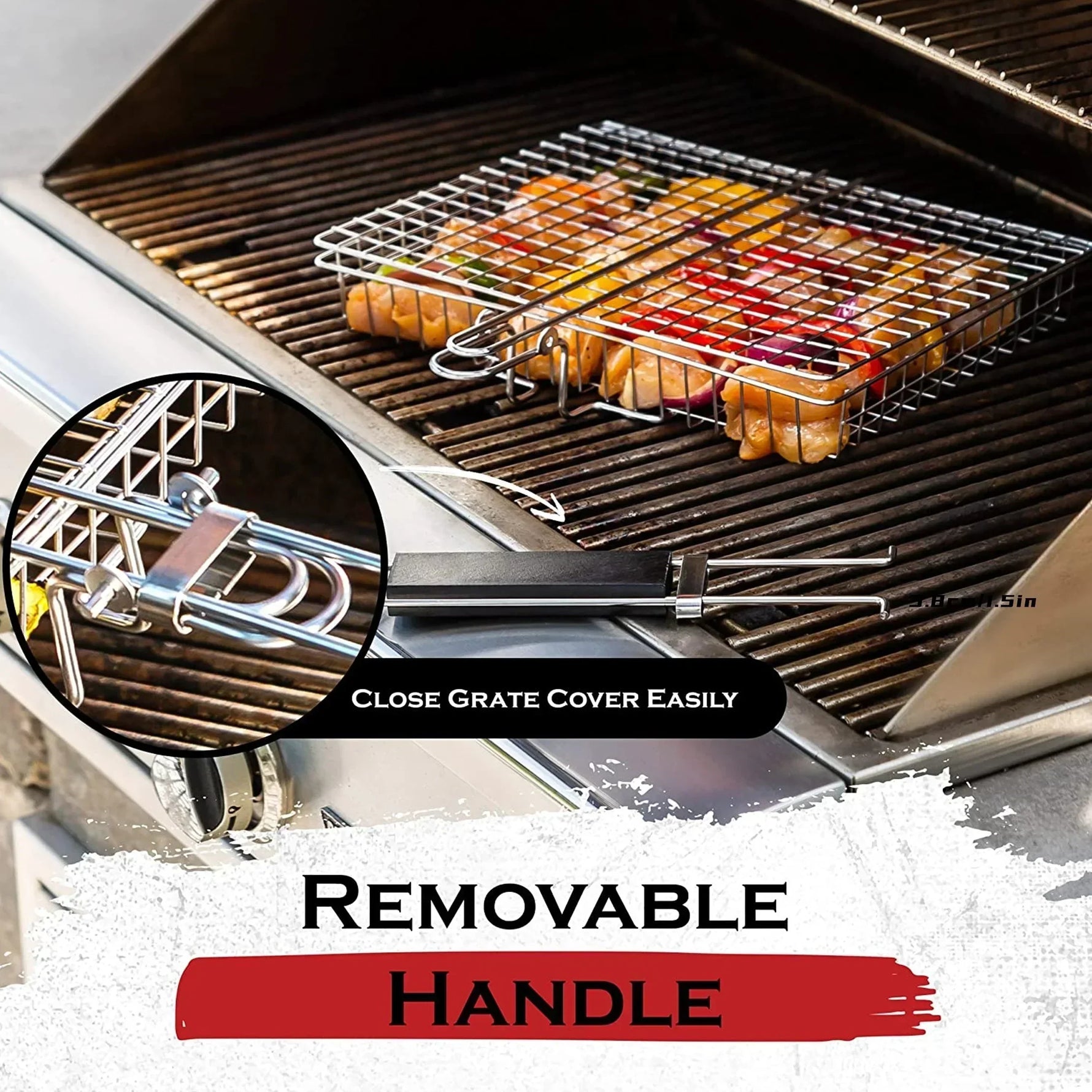 Tuzwa BBQ Grill Basket – Foldable Non-Stick Grilling Basket with Handle for Meat, Fish & Vegetables