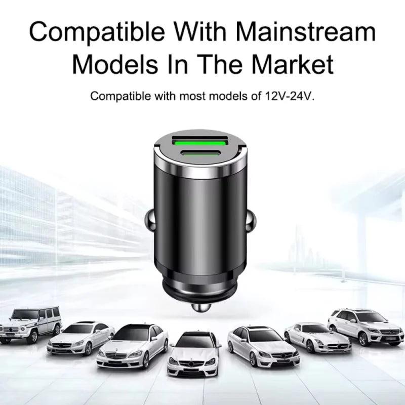 Tuzwa 200W Mini USB-C Car Charger with PD Fast Charging – Compact High-Power Vehicle Charging Adapter for Compatible Phones & Devices