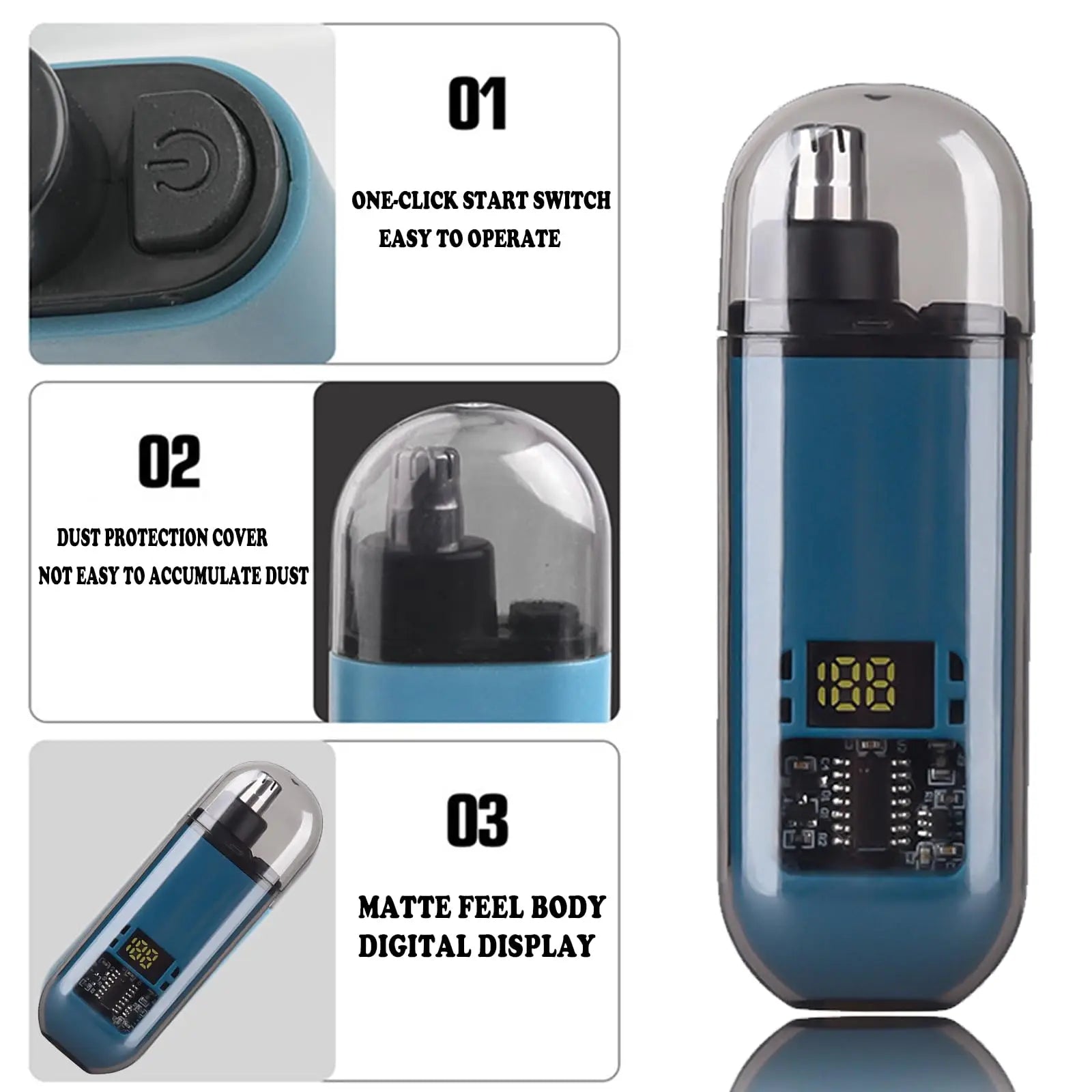 Tuzwa Nose & Ear Hair Trimmer – USB Rechargeable Electric Nose Hair Trimmer with Quick Charging, Compact Washable Grooming Tool