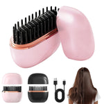 Tuzwa Mini Hair Straightener Brush – Rechargeable Portable Anti-Scald Heated Brush, 100–240V Dual Voltage