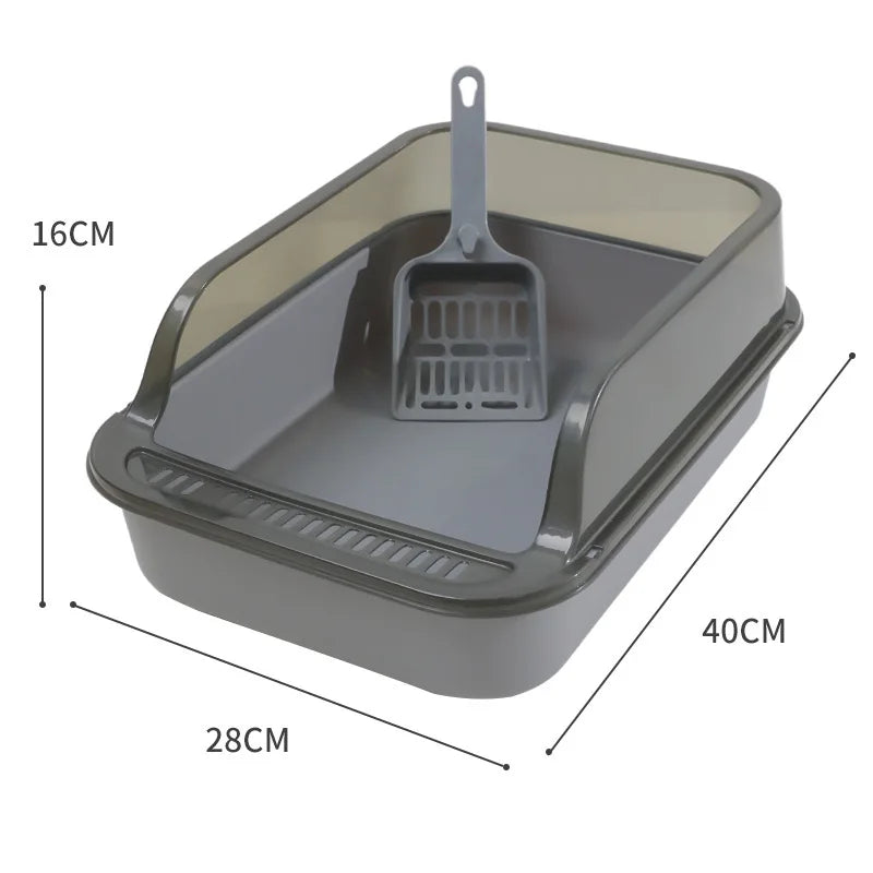 Tuzwa Semi-Enclosed Cat Litter Box | Splashproof Cat Toilet with Easy-Clean Design for Indoor Cats