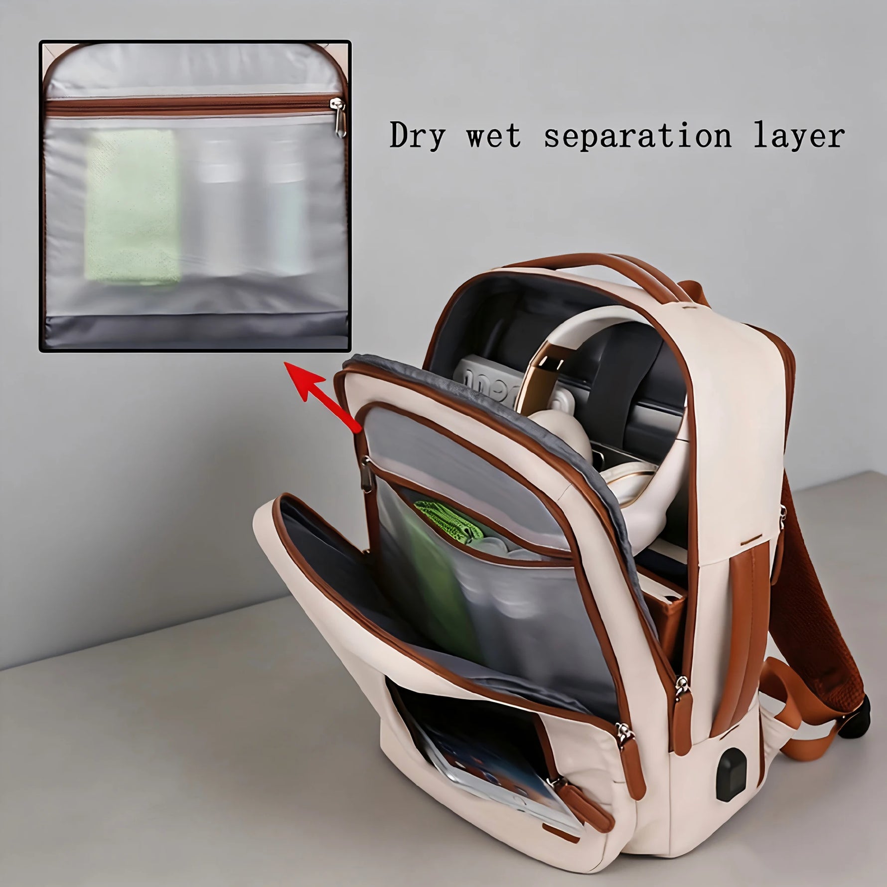 Tuzwa 36-55L Expandable Laptop Backpack with 3 Storage Bags – Large Capacity Nylon Travel & Business Backpack with Rain Cover