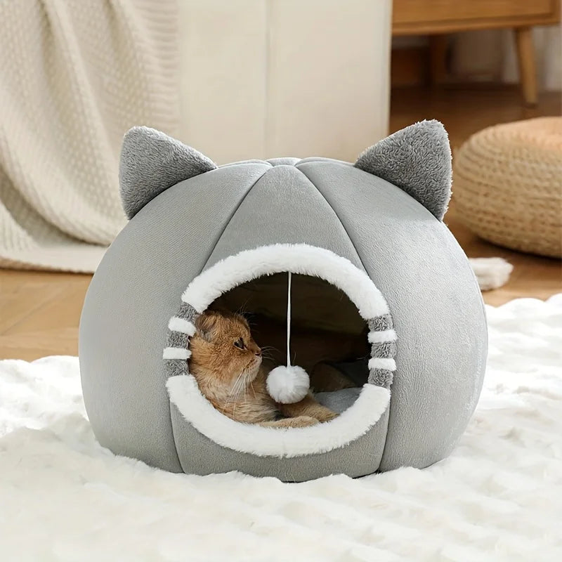 Tuzwa Cat Cave Bed – Plush Enclosed Cat Nest with Soft Mat & Removable Washable Cover, Cozy Hideaway Bed for Cats