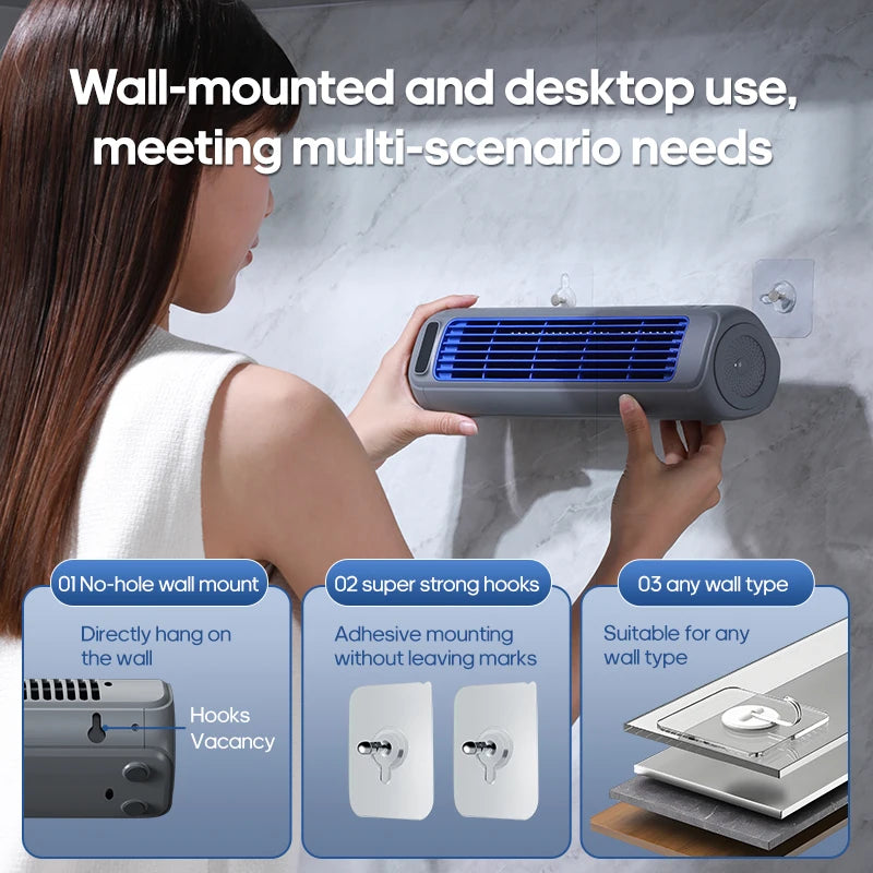 Tuzwa Rechargeable Desk Fan – 3-Speed Portable Cooling Fan with Wall-Mountable Design for Bedroom, Office, Home & Travel