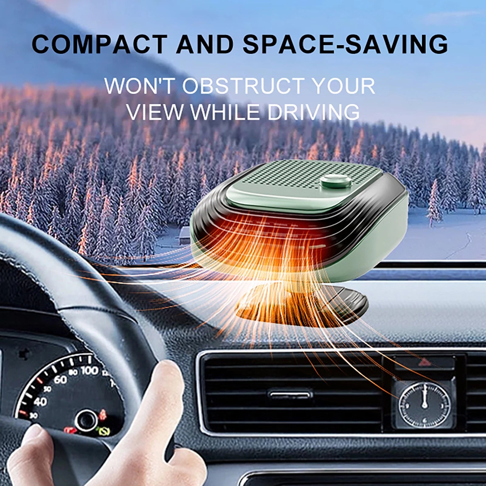 Tuzwa 12V Portable Car Heater & Windshield Defroster – 120W Fast Heating Car Defogger Fan with Cigarette Lighter Plug for Cars, Trucks & SUVs