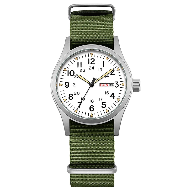 Men's 38mm Luminous Field Watch - Easy Read Arabic Numeral Dial, Durable Nylon Strap, Lightweight Everyday Watch