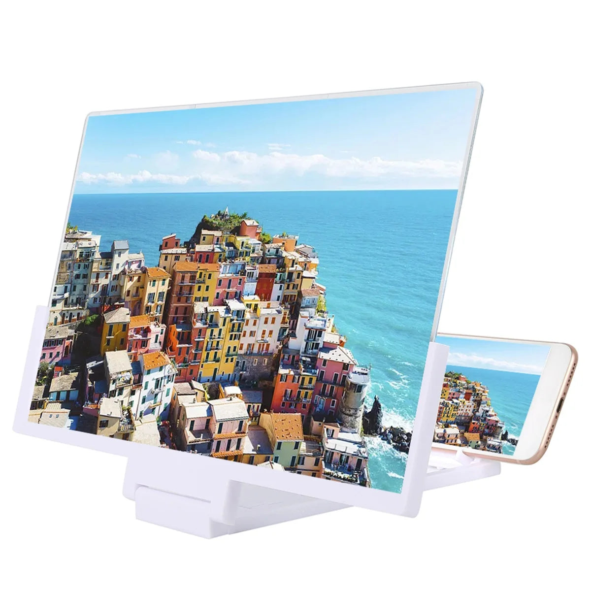 Tuzwa 14-Inch Phone Screen Magnifier – 3D Smartphone Screen Amplifier with Adjustable Stand for Movies, Videos & Enlarged Mobile Viewing