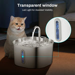 Tuzwa 2.2L Stainless Steel Cat Water Fountain | Automatic Pet Drinking Fountain for Fresh Everyday Hydration