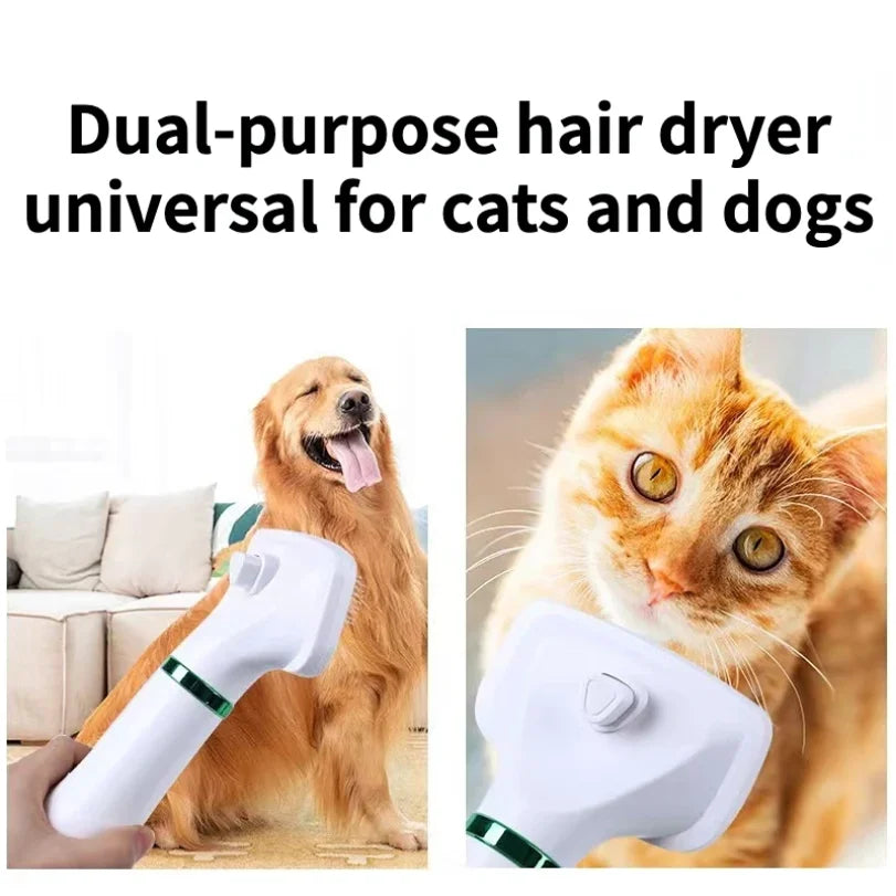 Tuzwa 2-in-1 Pet Hair Dryer & Grooming Brush – Low Noise Dog Dryer with Comb, 4 Heat Settings & Hot/Cold Air