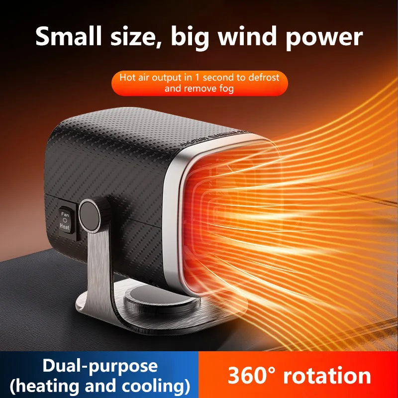 Tuzwa 12V Electric Car Heater & Cooling Fan – 2-in-1 Windshield Defogger & Defroster with Rotary Switch for Year-Round Vehicle Comfort