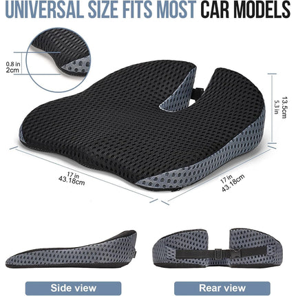 Tuzwa Memory Foam Car Wedge Seat Cushion – Ergonomic Driver Height Booster with Adjustable Straps for Comfortable Vehicle Seating