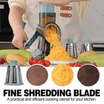 Tuzwa 3-in-1 Rotary Cheese Grater & Vegetable Slicer | Manual Food Processor with Interchangeable Stainless Steel Drums | Kitchen Shredder for Cheese, Vegetables & Nuts