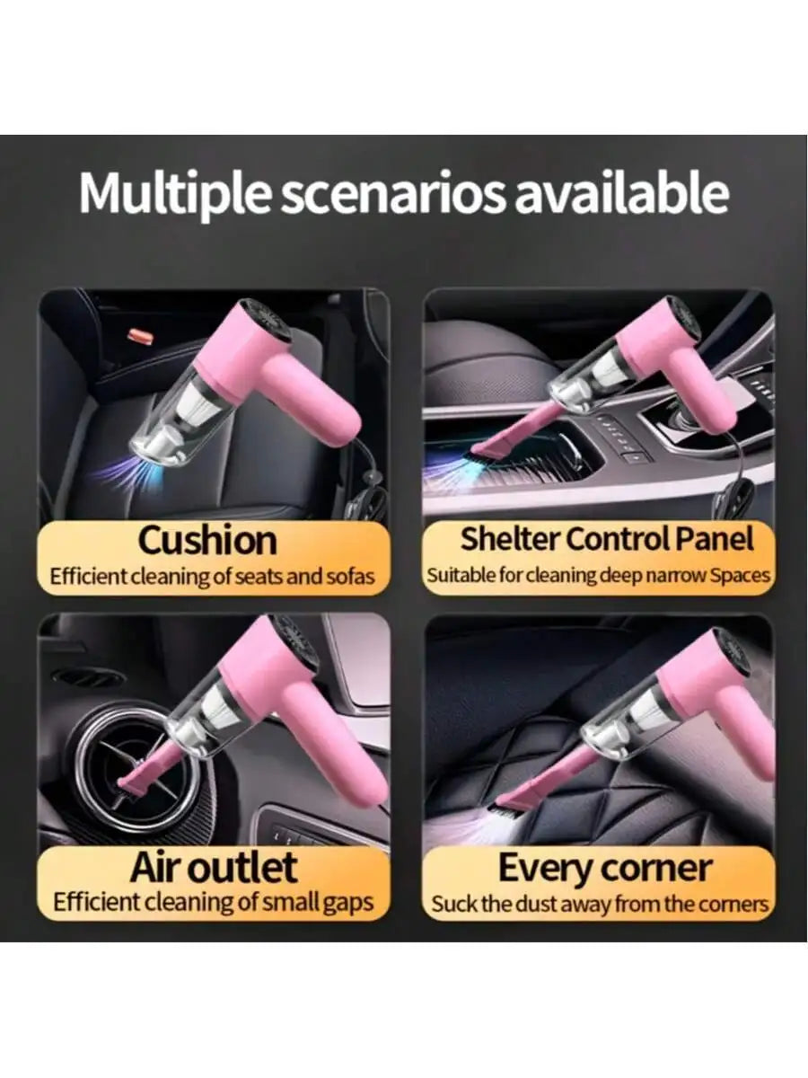 Tuzwa 12V Handheld Car Vacuum Cleaner – Powerful Suction Portable Auto Vacuum with LED Light, Washable Filter & Quiet Operation