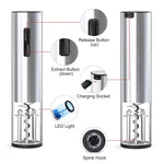 Tuzwa 4-in-1 Electric Wine Opener Set – Rechargeable Automatic Corkscrew with Wine Accessory Kit & Stainless Steel Design