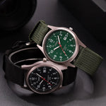 Tuzwa Men's Luminous Military Watch – Quartz Movement, Easy-Read Arabic Numerals, Nylon Strap, Slim 8mm Round Case