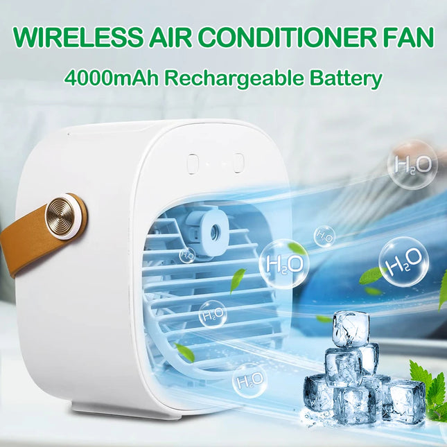 Tuzwa Rechargeable Portable Air Cooler – Battery Powered Mini Personal Cooling Fan with Adjustable Modes for Camping, Travel, Bedroom & Home