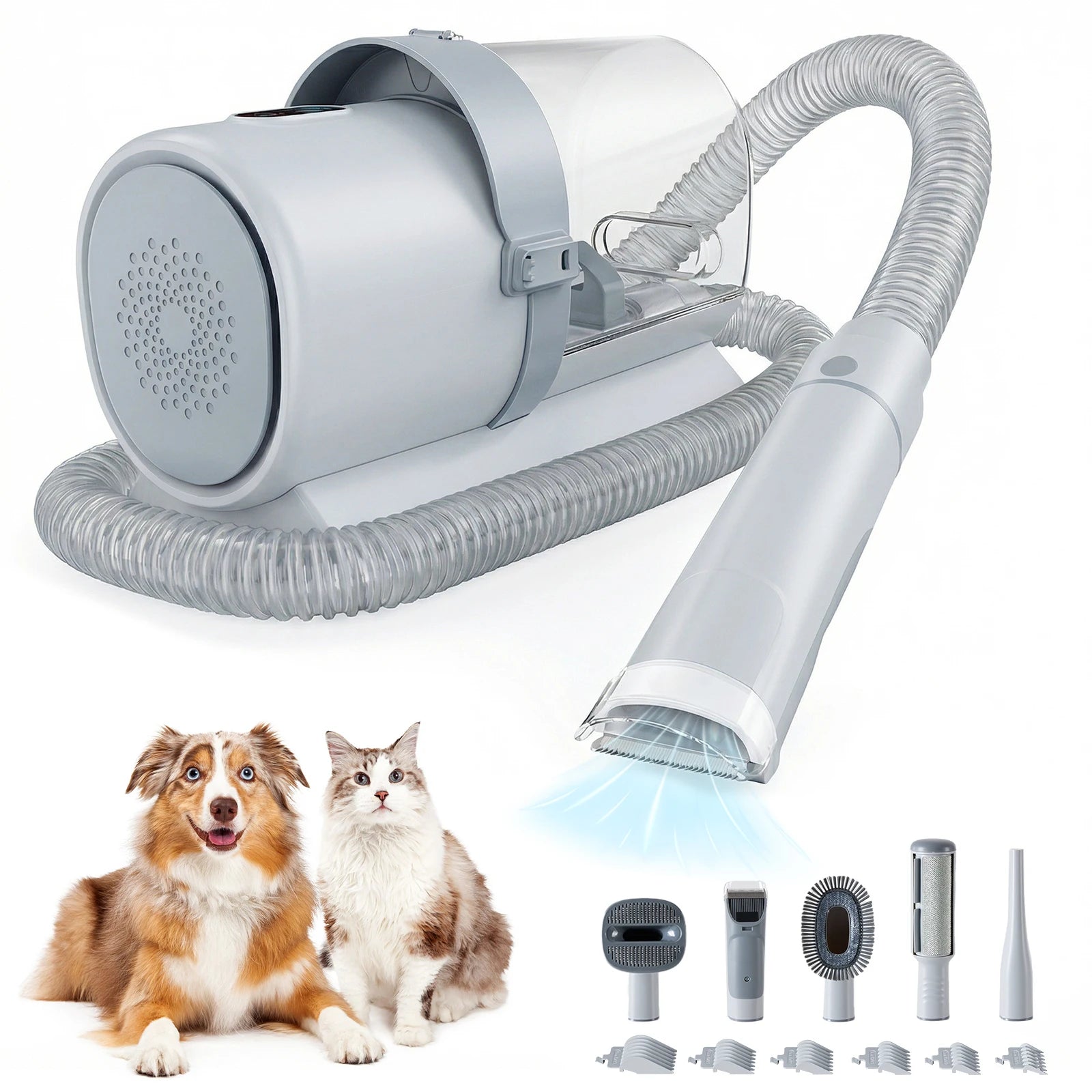 Tuzwa Professional Pet Grooming Vacuum Kit | 2.5L Large Capacity Dog & Cat Grooming Vacuum with 5 Grooming Tools, 3 Suction Modes & Quiet Clippers