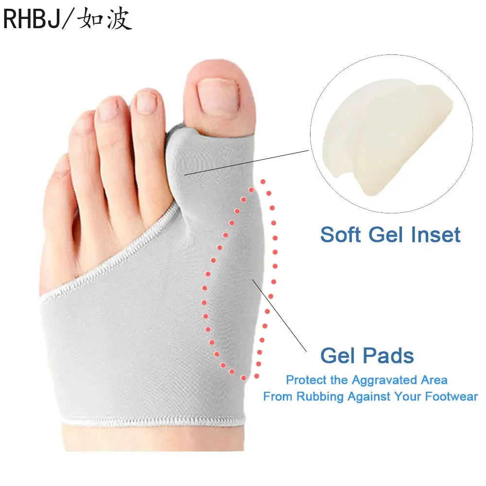 Tuzwa Adjustable Gel Toe Separator for Bunions – Hallux Valgus Big Toe Alignment Support with Soft Cloth Cushion, 1 Pair