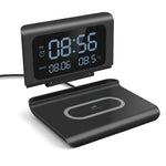 Tuzwa 30W Wireless Charging Stand with Alarm Clock & Thermometer – Fast Phone Charger for Bedside, Nightstand & Desk