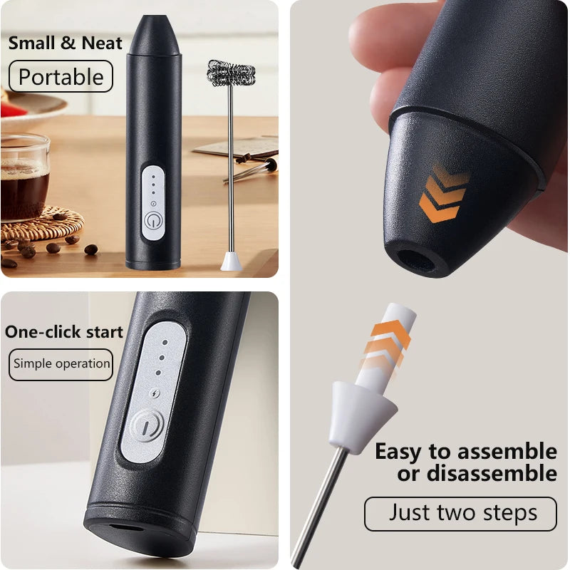 Tuzwa Electric Coffee Frother & Milk Whisk | USB Rechargeable Handheld Milk Frother for Latte, Cappuccino, Matcha & Baking