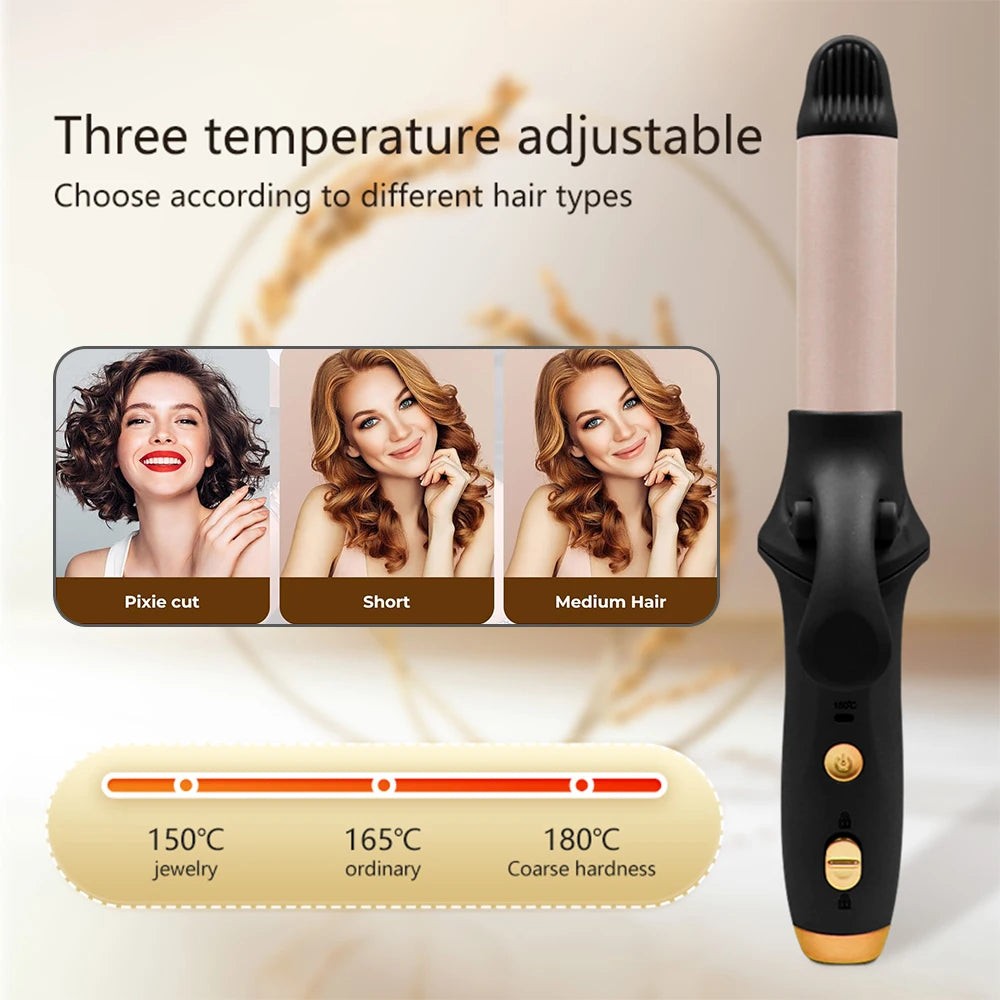 Tuzwa Cordless Mini Curling Iron – Rechargeable Portable Hair Curler with Fast Heating, 3 Temperature Settings, Anti-Scald Design & Auto Shutoff