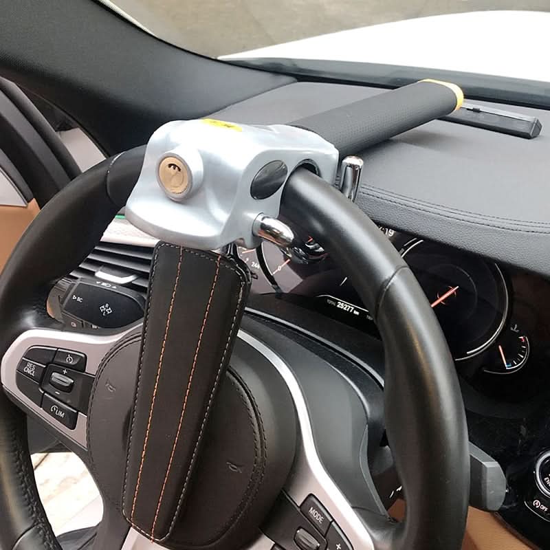 Secure Lock | Heavy Duty Anti-Theft Car Steering Wheel Lock with Adjustable Fit | Premium Alloy & Leather for Maximum Protection 0