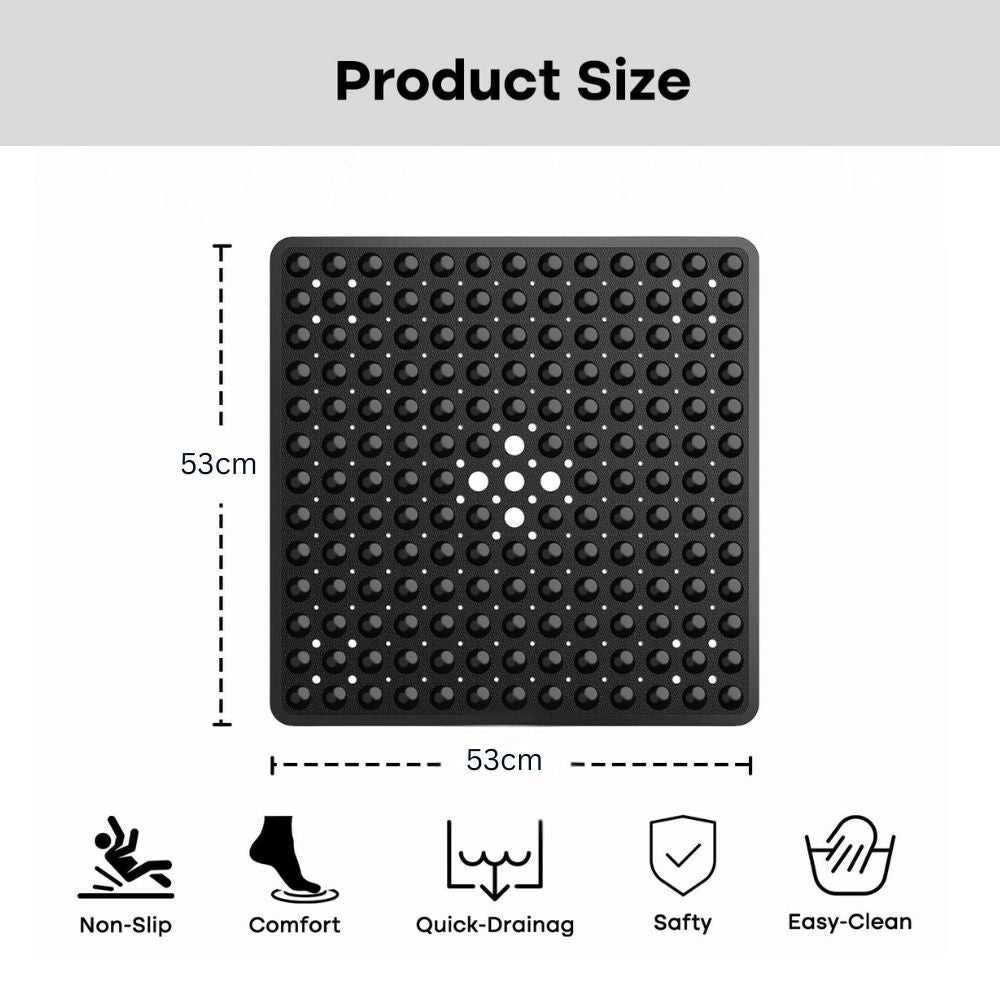 Secure Step | Non-Slip Bath Safety Mat with Strong Suction Cups | Stylish Drainage Design for Safe Showers 4