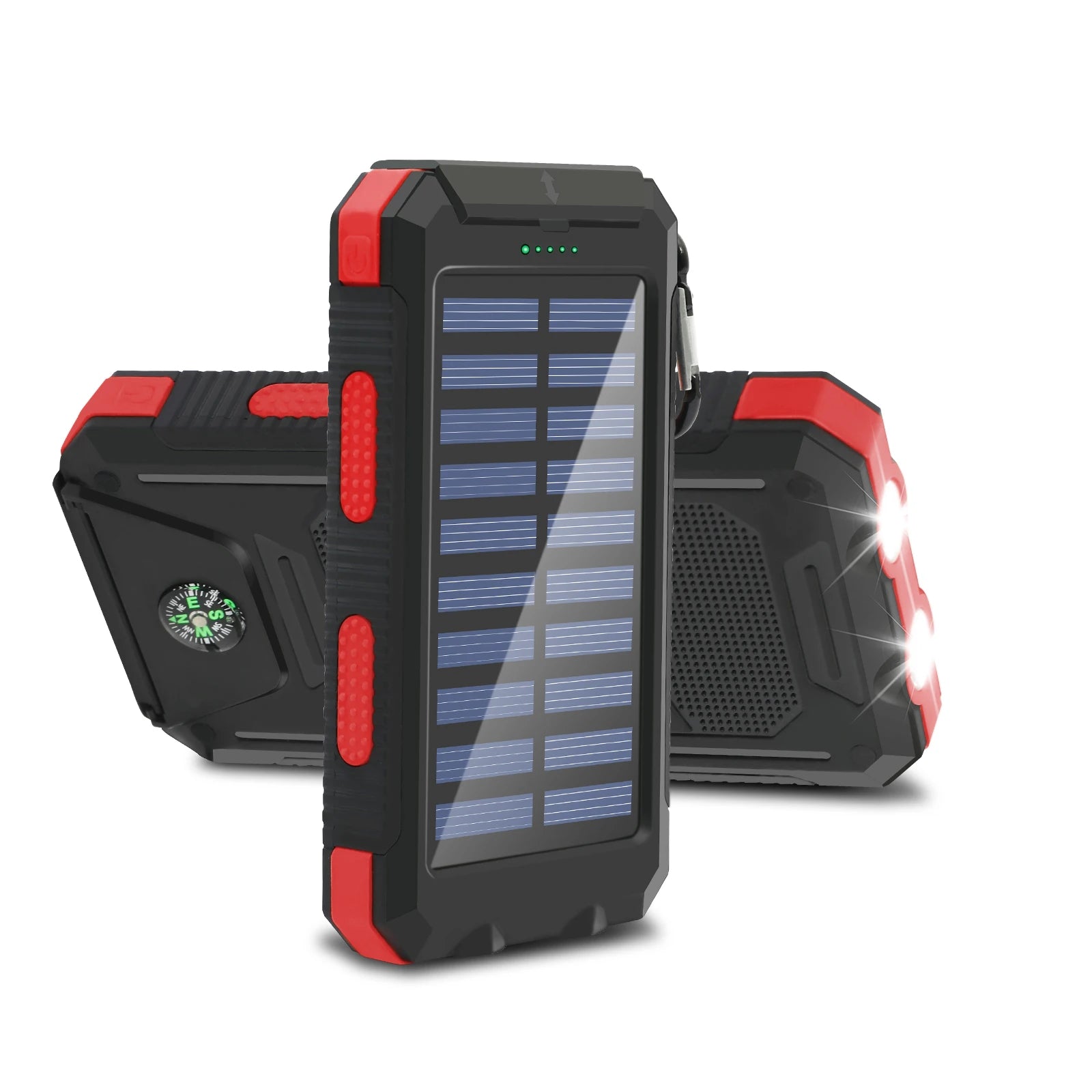 Tuzwa 20000mAh Solar Power Bank – Fast Charging Portable Charger with Built-In Cables, Digital Display & LED Light for Travel & Outdoor Use