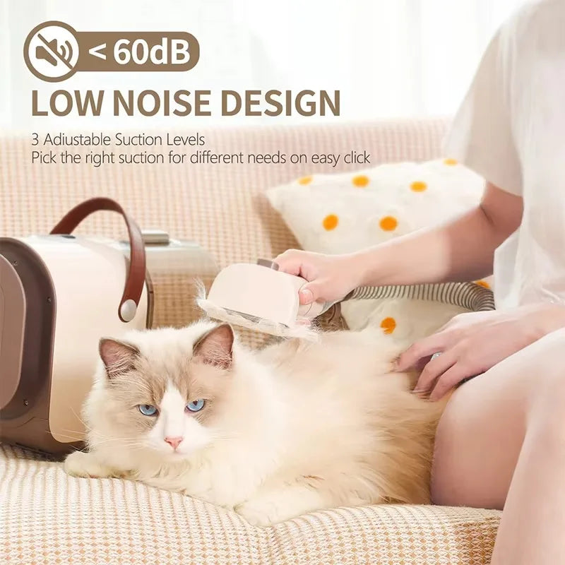Remove loose pet hair with the Tuzwa Pet Grooming Vacuum Kit. Includes an electric slicker brush, deshedding tools, low-noise operation, and powerful suction for dogs and cats.