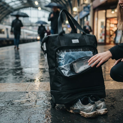 Backpack with Wheels Expandable, Travel Backpack with Wet and Dry Compartments