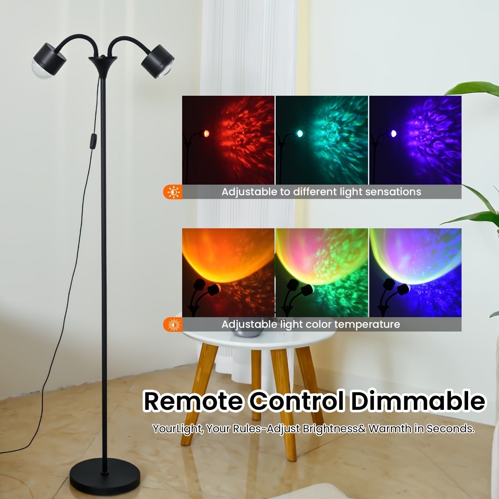Serene Horizon | Dual RGB Light Projector with 360° Rotation | Customizable Mood Lighting for Ambience 4