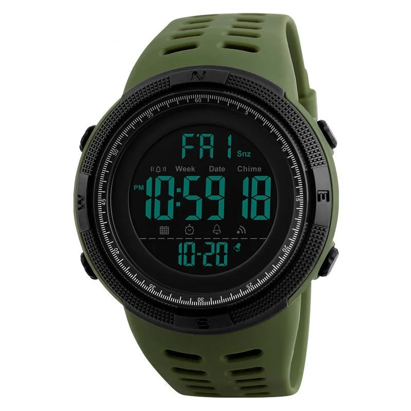 Tuzwa Men's Digital Military Sports Watch – Luminous 50mm Display, Coated Glass, Round Case for Active Everyday Wear