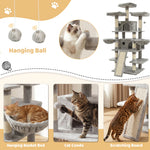 Tuzwa Large 4-Tier Cat Tree Tower | Multi-Level Cat Condo with 2 Houses, 3 Perches & Climbing Platforms for Indoor Cats