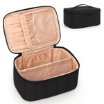 Tuzwa Large Capacity Travel Makeup Bag – PU Leather Cosmetic Organizer with Multiple Compartments for Makeup, Toiletries & Beauty Essentials