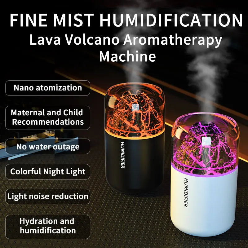 Tuzwa Volcano Aroma Diffuser & Ultrasonic Humidifier with Color Changing Light – USB Compact Essential Oil Diffuser for Home & Travel