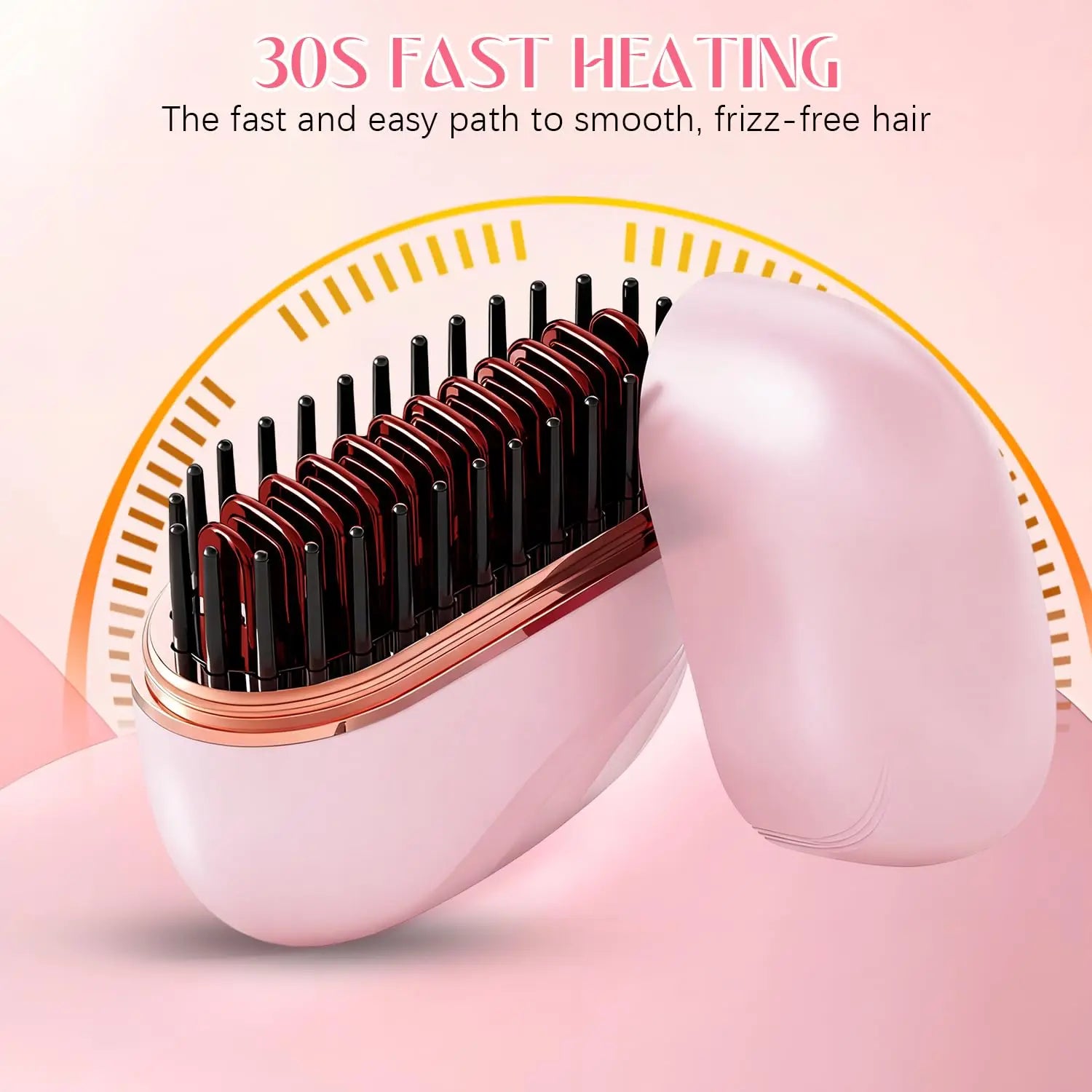 Tuzwa Mini Hair Straightener Brush – Rechargeable Portable Anti-Scald Heated Brush, 100–240V Dual Voltage