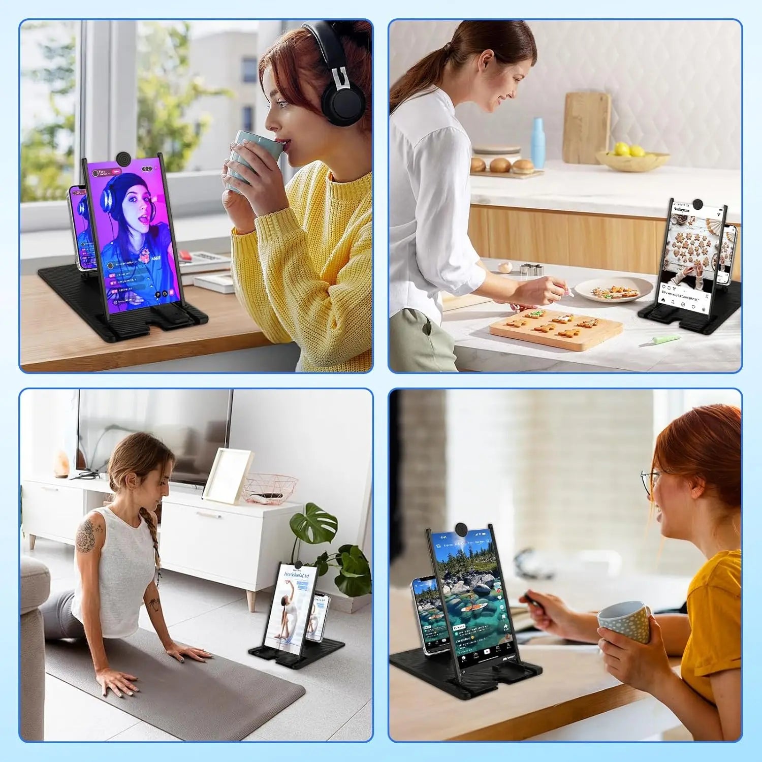 Tuzwa 3D HD Phone Screen Magnifier – 12"/14" Foldable Smartphone Screen Amplifier Stand with Bluetooth Remote for Movies, Videos & Gaming