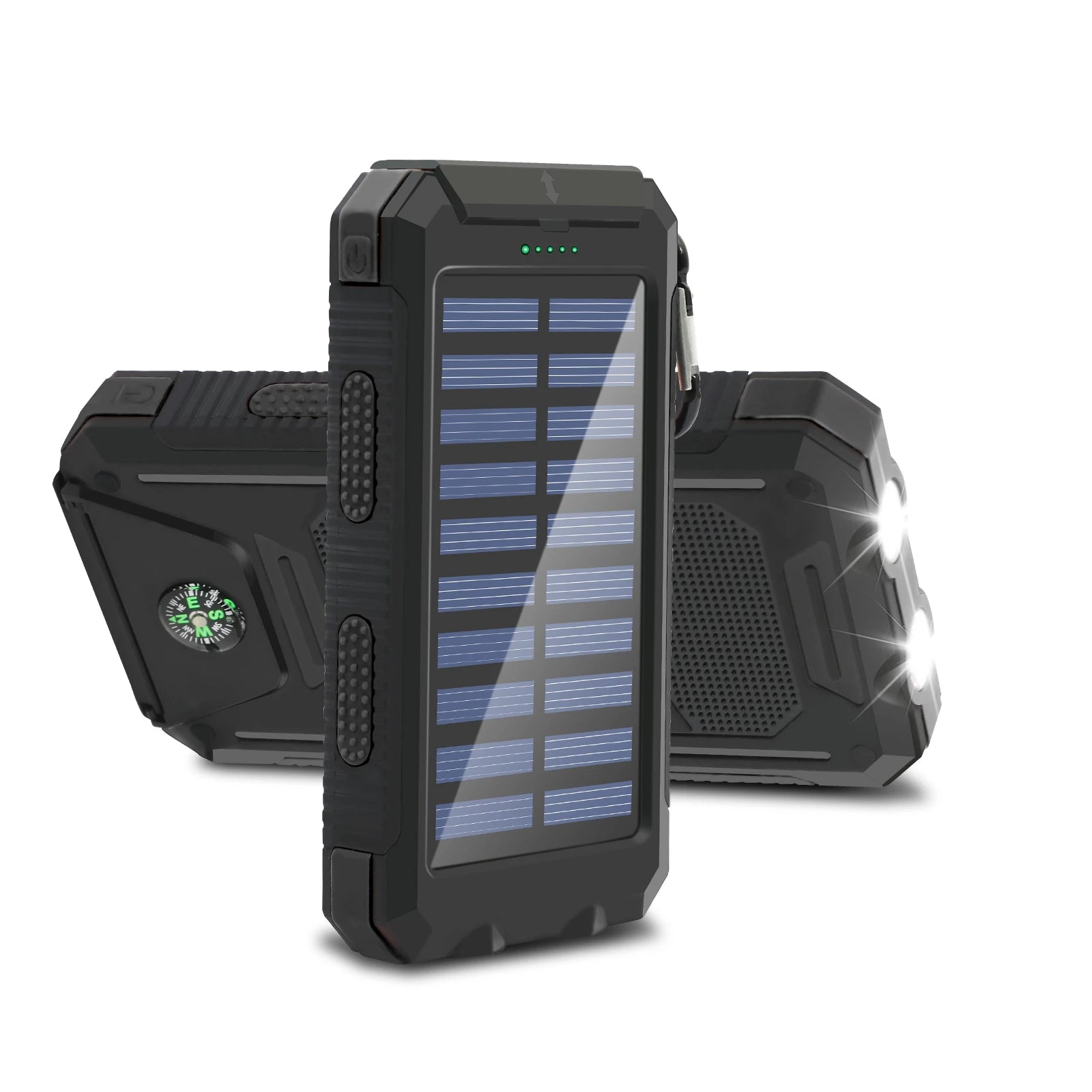 Tuzwa 20000mAh Solar Power Bank – Fast Charging Portable Charger with Built-In Cables, Digital Display & LED Light for Travel & Outdoor Use