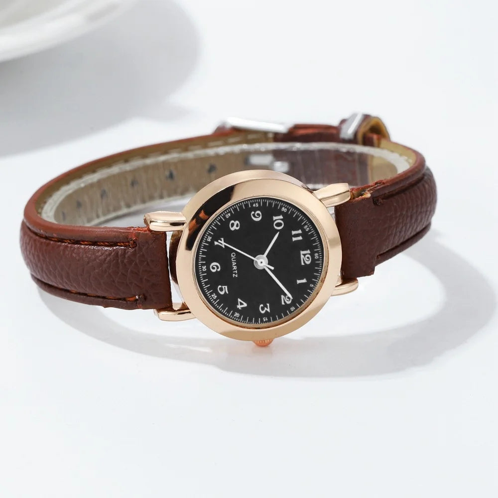 Tuzwa Women’s Quartz Watch – Elegant Leather Strap Analog Wristwatch with Arabic Numerals, 23mm Dial for Everyday & Dress Wear