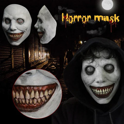 Scary Halloween Costume Mask, White Eyed Demon Latex Mask – image 7