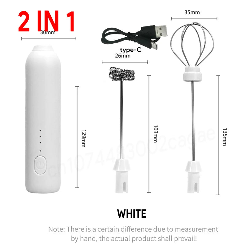 Tuzwa Electric Coffee Frother & Milk Whisk | USB Rechargeable Handheld Milk Frother for Latte, Cappuccino, Matcha & Baking