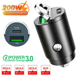 Tuzwa Mini USB-C Car Charger with QC3.0 & PD Fast Charging – Compact Alloy Type-C Vehicle Charging Adapter for Phones & Devices