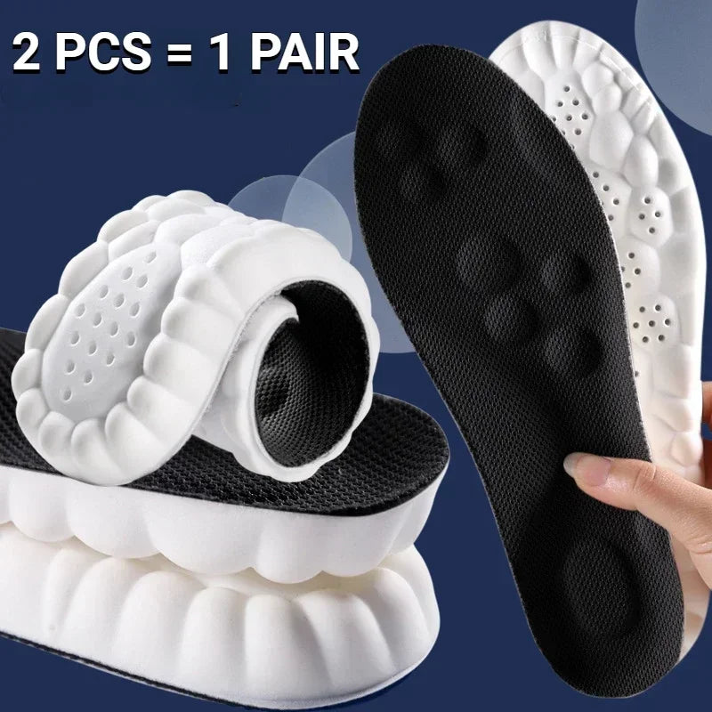 Tuzwa 4D Sports Insoles with Arch Support – Shock-Absorbing EVA Shoe Inserts, Lightweight Anti-Slip Cushioned Insoles for Athletic Shoes